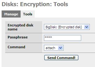 this encrypted disk with the status Not attached : You must enter your