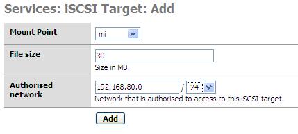5.5 iscsi iscsi permit to simulate the presence of local SCSI hard drive across an IP Network. The server side (the real disk) is called iscsi Target.