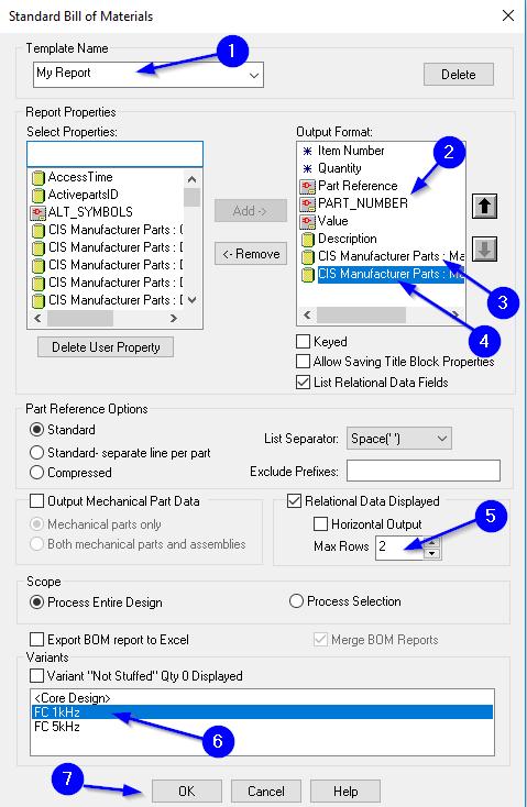 28. Click OK to create the BOM Unless the Excel option is selected the BOM is generated directly inside and can be saved in a number of different