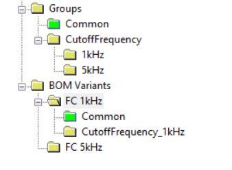 From the CutoffFrequency group it is necessary to select which mounting subgroup represent the assembly of a certain