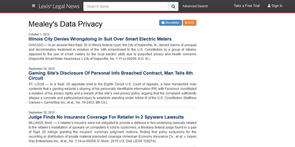 LexisNexis Subject Matter Sections MENU TAKE A FREE TRIAL SIGN IN SECTIONS - Access breaking news articles within a subject matter by date.