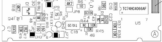 Location of Jumper on PK8482A On this board the jumpers for HD/VD input, output and 75ohm termination are found. JP6 JP4 JP5 JP3 JP1 JP7 Fig.