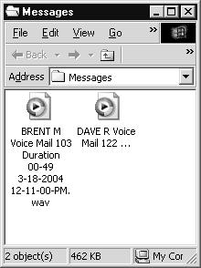 VIP Setup and User s Guide Using VIP Saving voice messages as.wav files 1. Highlight the desired voice mail message and click the Save Voice Mail as button; then select WAV File. 2.