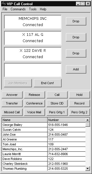 Advanced call commands VIP Setup and User s Guide To create a VIP conference: 1. Click Conference either before or after placing the first call.
