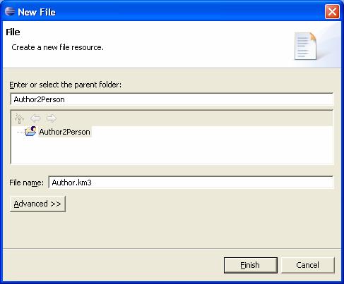 The file path can be selected in the folder arborescence of the opened projects.