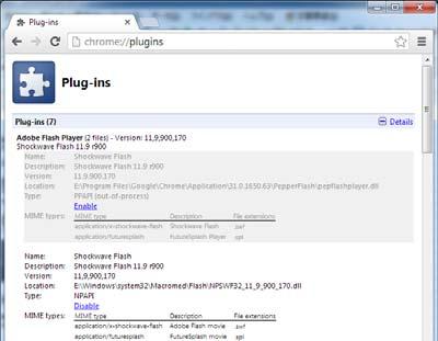 Chrome. Flash Player Plug-ins Setting of Google Chrome: 1.