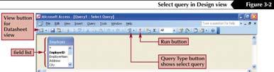 The Query Design view window 4 Create, run, and save queries From the fields