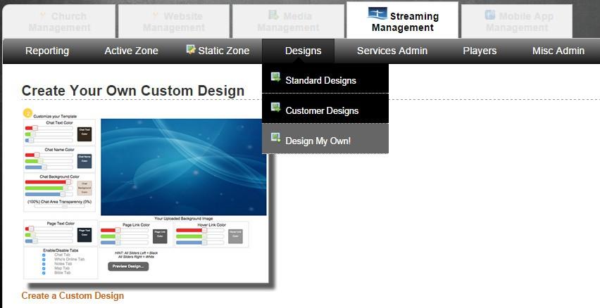Just click on the Create My Own Custom Design button at the top.