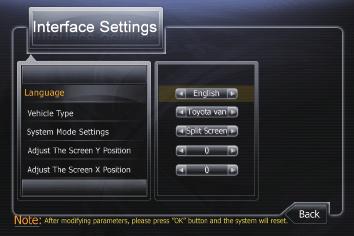User Settings Interface Settings Parameters Setting and Menu