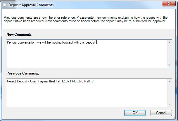 The Operator can review reject reason comments: Step 7: The Operator contacts the Approver