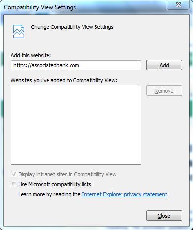 Select Tools, the Compatibility View settings 2.