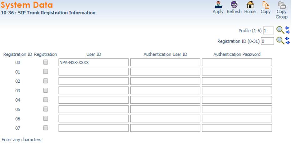Cable ONE Business Issue 1.0 3.7 SIP Trunk Registration Information Values shown are for example purposes only. Your actual values will be determined by your implementation team.