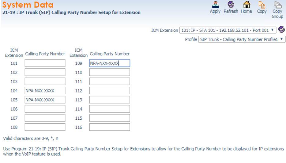 Issue 1.0 Cable ONE Business 3.12 IP Trunk (SIP) Calling Party Number Setup for Extensions Values shown are for example purposes only.