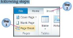 51 Inserting a Page Break To insert a page break: 1.