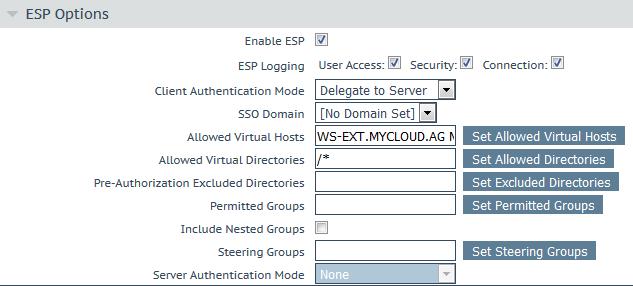 4 Configure the KEMP Edge Security Pack (ESP) for Lync 18. Select Enable. The ESP options are what makes the LoadMaster act as a Reverse Proxy. 19.