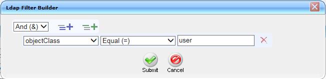 Figure 6-44: User Filtering Screen To add a filter: a. Select the appropriate Conditional Operator (And, Or, Not) b.