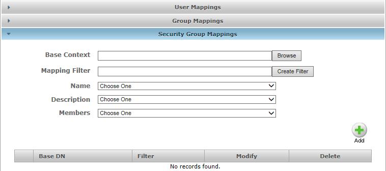 Call Recording Solution 6.14.8.3 Configuring Security Group Mappings This section shows how to configure Security Group Mappings.