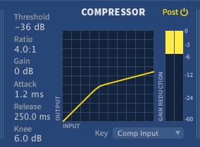 Figure 3.7: UltraReverb Compressor Section 3.6.2 Threshold Threshold sets the level at which gain reduction begins to take place.