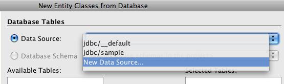 Either way, the JDBC resource is stored in the underlying "domain.xml". 1. Right-click on the project and select "New", "Entity Classes from Database ". 2.