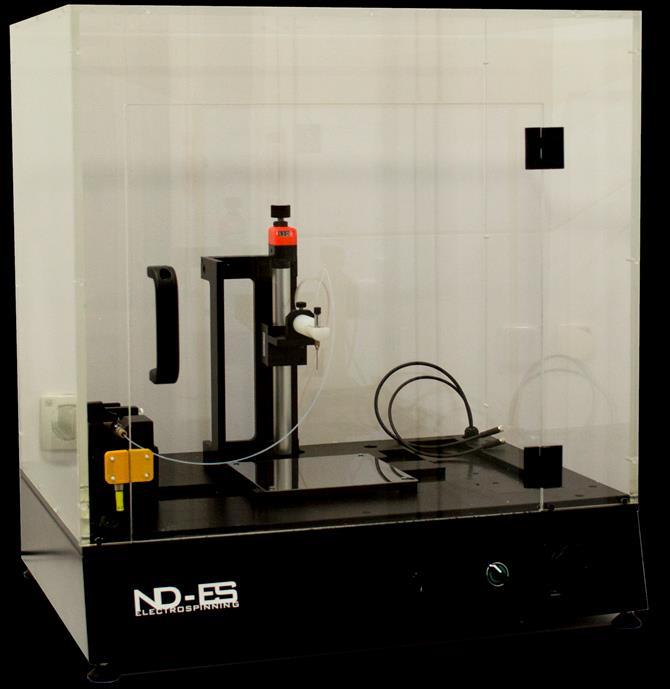 ND- ES Lab Electrospinning Unit is used to obtain nanometric fibers for multiple applications such as biomedical coatings and all kind of smart coatings.