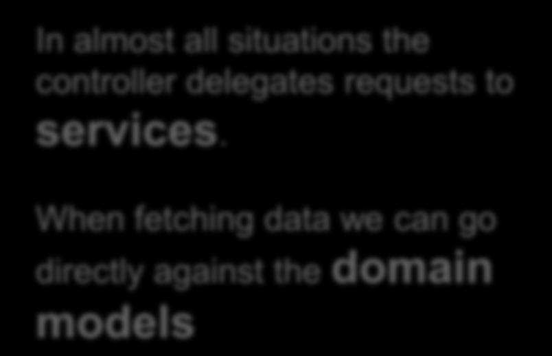controller delegates requests to services.