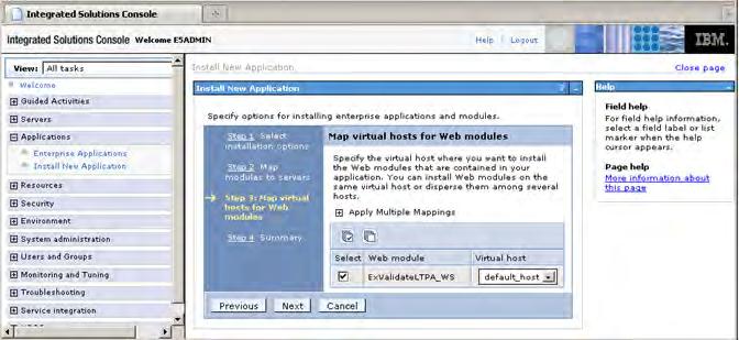 Configuring Single Sign-on Support (Domino) 9. Select the ExValidateLTPA_WS module and click Next.