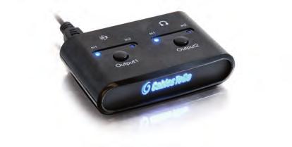 Audio CrossPlay Share two audio devices (MP3 player, etc.) between two audio outputs (speaker, headphone, etc.) The Audio CrossPlay is ideal for sharing portable devices among different outputs.