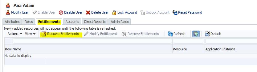 Now let s try to request an Entitlement for the Other Account. Click on the Entitlements Tab.