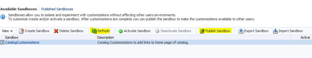 39. Click on Refresh in the main page. You should see the imported sandbox.