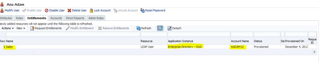 Go back to Entitlements page for the user and click refresh. 17.