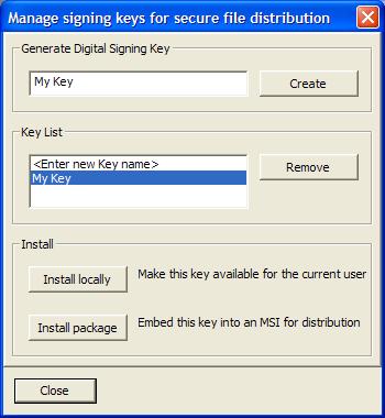 11 From the Key List, select the newly created key. 12 Under Install, click Install Package. The Load Settings dialog box is displayed. 13 Browse to locate the distribution file (.