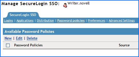 3 Click the password policy you want to change. The policy details are displayed.
