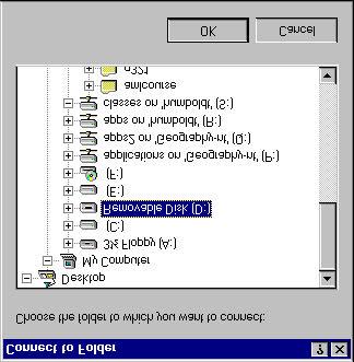 Connecting the folder on your zip disk in which you are going to create a new workspace: In