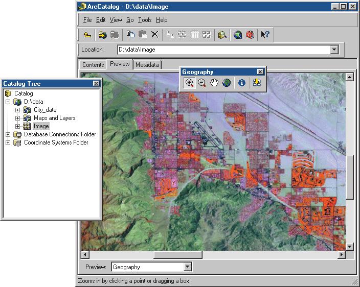 Accessing and using information in ArcCatalog is a simple process. When you ve found the data you want to use, add it to a map in ArcMap or analyze it using the tools in ArcToolbox.