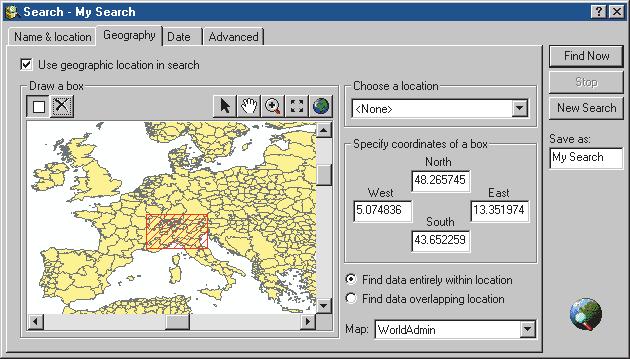 Search for maps and data If you know something about the data you are looking for, but you don t know where it is located, ArcCatalog can help.