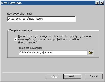 ArcInfo and ArcEditor Creating a new coverage ArcCatalog lets you create new, empty coverages.