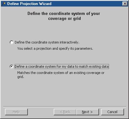 ArcInfo and ArcEditor Defining a coverage s coordinate system The Projection tab in the Coverage Properties dialog box shows the coverage s coordinate system and lists its parameters.