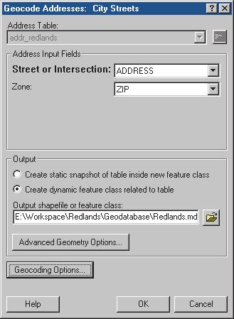 Tip Geocoding dynamic feature classes related to the address table If you want to create a dynamic feature class related to the address table, the address table and geocoded feature class must be in