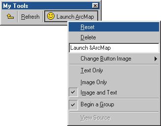 Changing the caption 1. Show the toolbar containing the command whose caption you want to change. 2. Click the Tools menu and click Customize. 3.