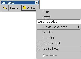 It appears in the toolbar if the display type is Text Only or Image and Text. 6. Click Close in the Customize dialog box.