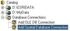 Adding spatial database connections With ArcCatalog, you can explore and manage geographic data stored in an RDBMS through ArcSDE.