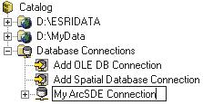 Geodatabases managed with ArcSDE 8 can be versioned. Feature editing in ArcMap requires a versioned geodatabase. New spatial database connections will automatically access the default version.