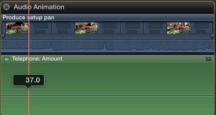 The audio effect appears as one of the animations in the Audio Animation Editor. You can click its green checkbox to turn the effect off and on.