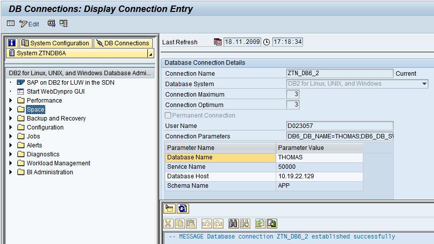 A connection entry defines the technical details (like database host, port number, connection parameters, etc.) and security information (like logon user and encrypted password).