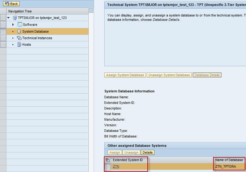 Within the system definition there is a link to the database instance