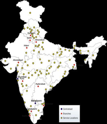 Trimax Reach All India reach 10 branches 600 support centers. Strategically located to reach in 4 hours to any customer location.