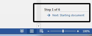 WORD 2013 FOUNDATION Page 148 Mail Merge Wizard - Step 2 of 6 Select Starting document
