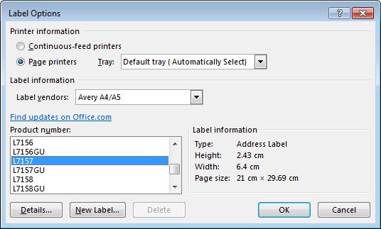 WORD 2013 FOUNDATION Page 160 Select an Address Label, the exact product number is not important as we will not