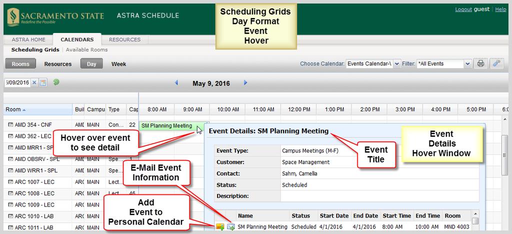 4.4 Add Activity to Your Personal Calendar Activities on the Astra Schedule calendar can be added to your personal calendar.