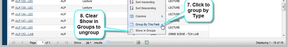 menu. Choose the Group By This Field option. The data will be grouped by the selected field (column).